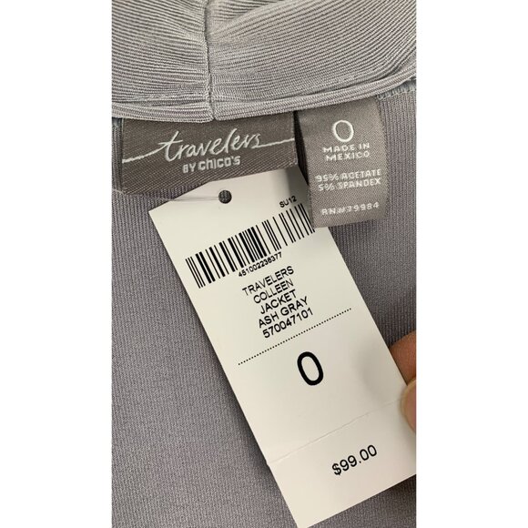 New Travelers Chicos Gray Cardigan Size Small 3/4 Sleeve Shawl Collar RO10546 - Picture 3 of 5